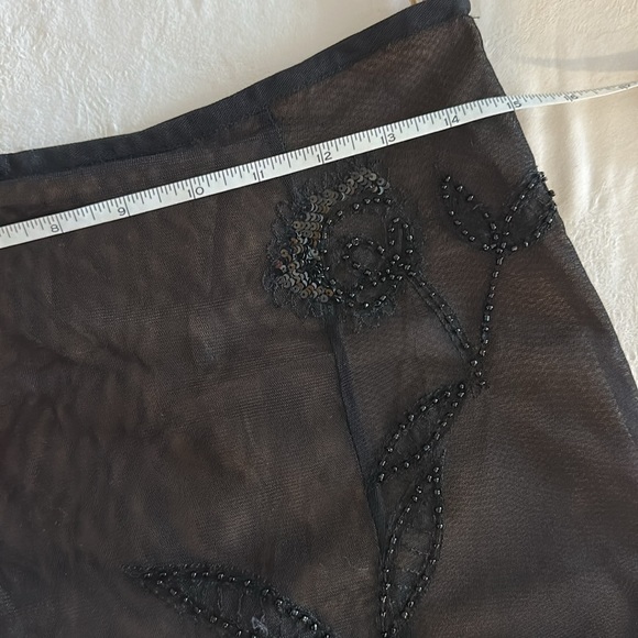 Essentiel Antwerp Black Tulle Sequin Beaded Midi Skirt - Picture 12 of 13